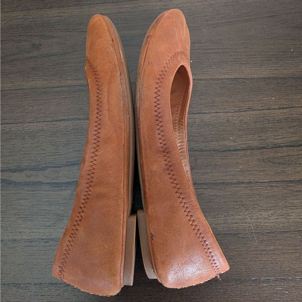 Lucky Brand LK-EMMIE Shoes Womens Tan Leather Ballet Flats Size 6
